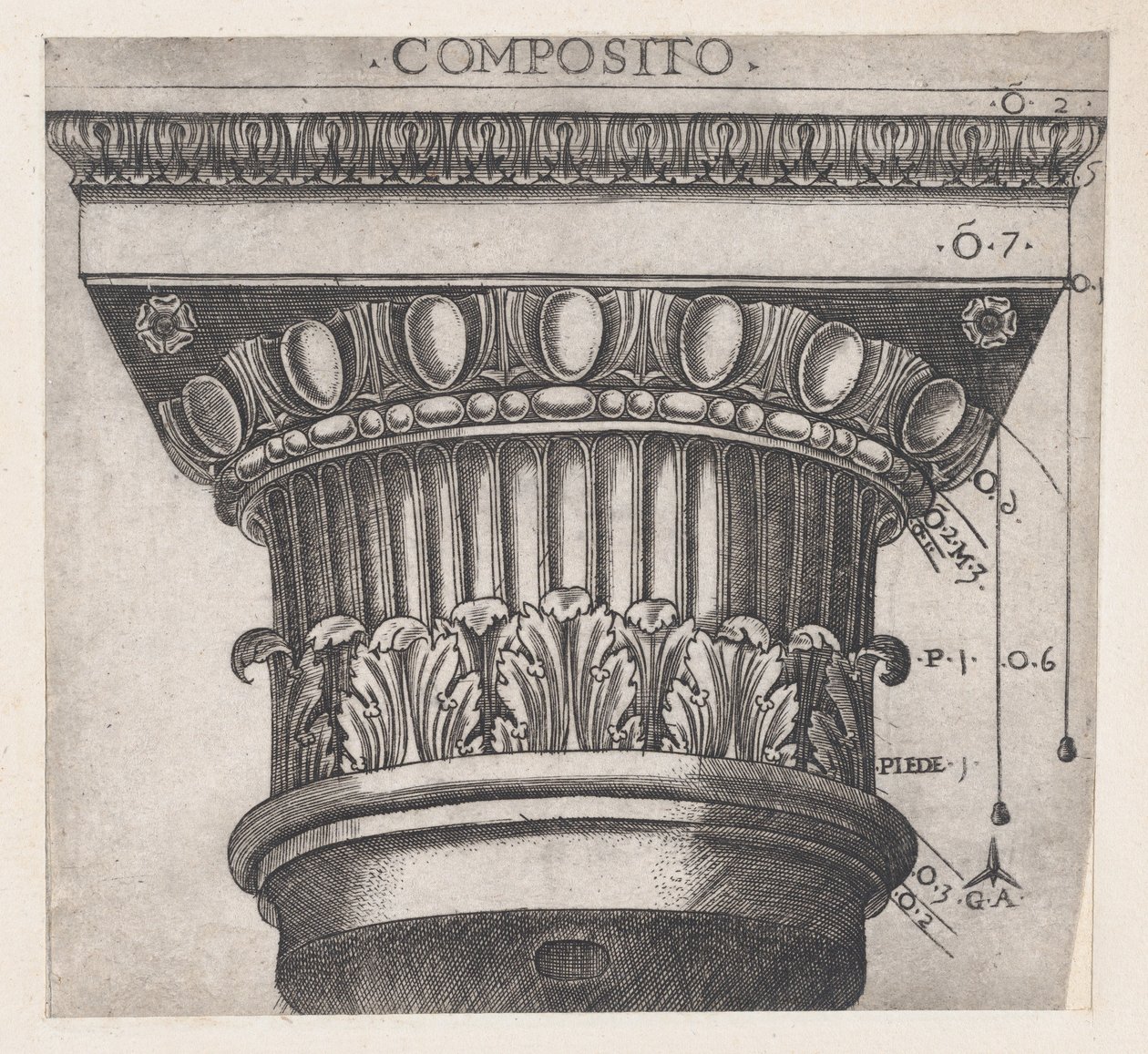 Speculum Romanae Magnificentiae：1537年頃に作られたイオニア式の大文字。 作： マスターGA