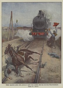 ミラノ-ドモドッソラ鉄道の精神砂丘料金所の準備によって救われた軽率な兵士