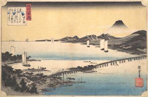 瀬田瀬田関所の夕焼け、シリーズ近江国八景近江は...、1834-35.