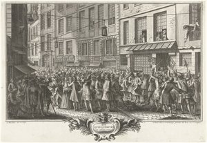 Rue Quinquempoix、1720年から 1720年のQuinquempoix通り（オブジェクトのタイトル） Het Groote Tafereel der Dwaasheid (シリーズタイトル)