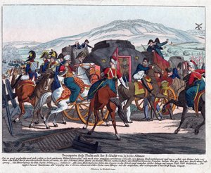 The Flight of Napoleon after Battle of Waterloo (1815) - Campe, August Friedrich Andreas (1777-1846) - Etching, watercolour - 21,5x26,3 - Private Collection 作： August Friedrich Andreas Campe