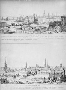 1440年のカトリックの町と1840年の同じ町