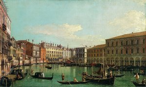 大運河、ヴェネツィア、南をリアルト橋に向けて、1730年代。