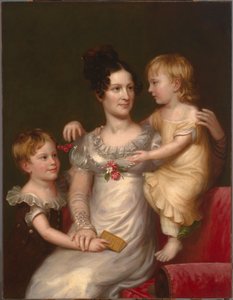 サラ・ウェストン・シートンと子供たちのオーガスティンとジュリア、c. 1815年。