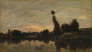 オワーズ川に沈む夕日、1866年。