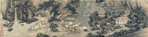 親の館は、おそらく17世紀（紙にインクと色）である明朝または清朝を容易にする