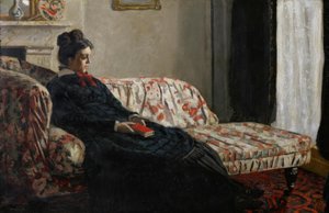 瞑想。ソファの上のモネ夫人 作： クロード・モネ