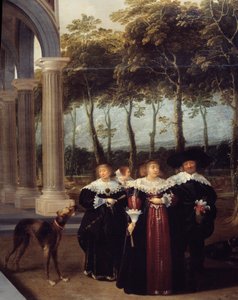 カップルの散歩 絵画「ボウリング選手」の詳細 ディルク・ファン・デレン（1605-1671）の絵画
