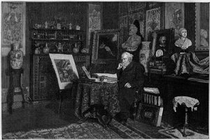 ジョセフ・ヤンセン（1824-1907）、フランスの天文学者、科学アカデミー会員、ムードン天文学物理学観測所所長、ムードンのサロンにて。(ドルナック氏の写真より）。)La Nature: revue des sciences et de de Paris」の版画