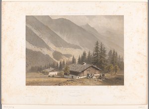シャモニー近くのジャック・バルマの家の眺め Maison de Jacques Balmat (オブジェクトのタイトル) スイス、サボイ、チロルの景色 (シリーズ タイトル) La Suisse, la Savoie et le Tyrol (オブジェクトのシリーズ タイトル)