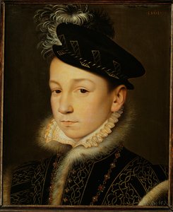 フランス国王シャルル9世...（オーク材に油彩） 作： フランソワ・クルーエ