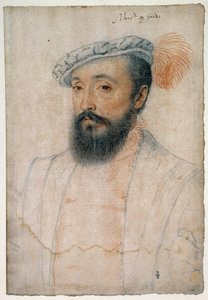 ゴルドのモンシニョール（1513 - 1578）の肖像。クルエ・フランソワ（1515-1572）による血と黒い石のデッサン 作： フランソワ・クルーエ