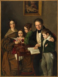 作曲家 Johann Baptist Gänsbacher 1778-1844 とその家族、1838 年頃。