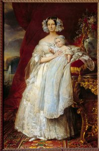 オルレアン公爵夫人ヘレーヌ・ルイーズ・オブ・メックレンブルク・シュヴェリン（1814-1858）とパリ伯爵（1838-1894）の足元の肖像 画：グザバー・ヴィンターハルター（1806-1873） 1839年 日。2,15x1,4 m