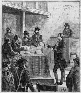 ラヴォアジエの裁判 - アントワーヌ・ローラン・ド・ラヴォアジエ（1743-1794）、革命法廷にかけられたフランスの化学者 - アレクシス・クレールの「Sciences à la gratete de tous - physics et chimie populaires」に掲載されたエングレーヴィング - 19世紀末 - 個人蔵
