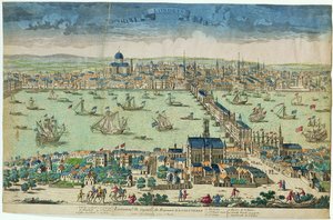 イングランド王国の首都ロンドン」、フランス、1700年頃（手彩色木版画）