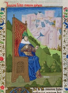 Ms H 7 fol.114rナフム、ジャンXXIIの聖書からニネベの破壊を発表