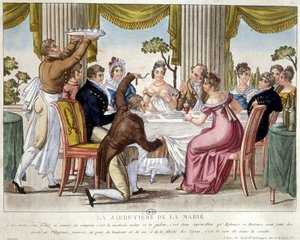 結婚式の食事、ガーターの儀式 - 1812年頃