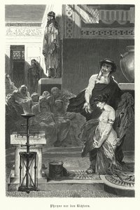 紀元前4世紀、不敬罪で裁判にかけられた古代ギリシャの宮廷女官フライネ（エングレーヴィング