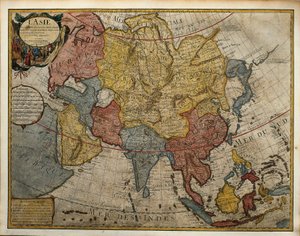 ギヨーム・ド・リルの「アジアの地図」（彫刻