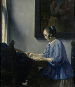 楽譜を読む女性 手紙を読む女性