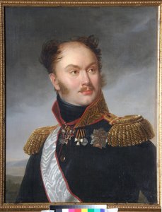 伯爵ミハイル (マイケル) フョードロヴィチ オルロフ (1788-1842) の肖像。 デカブリスト (またはデカブリスト) は、彼の軍と名誉の装飾で表されます。 Henri Francois Riesener (1767-1828) による絵画、キャンバスに油彩、1818 年頃。 フランスの芸術 作： アンリ・フランソワ・リースナー