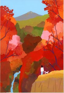 紅葉と滝