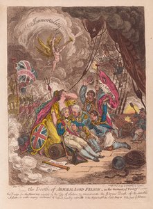 ネルソン卿提督の死、勝利の瞬間、パブ。 1805（手描きの彫刻）
