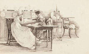 暖炉のそばで読書、1805