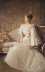 ソファに座った女性の肖像、1900年頃（キャンバスに油彩）
