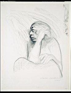 死の手による自画像、1924年（木炭）