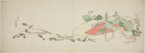 帽子の中の花と春の緑 作： 北斎勝鹿