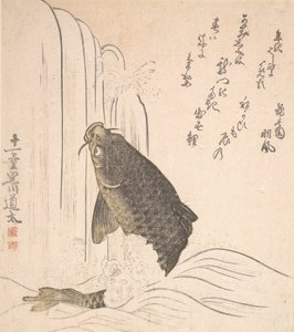 滝を泳ごうとする鯉（1820年頃