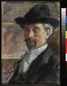 自画像。 Leonid Osipovich Pasternak (1862-1945) の作品、紙にパステル