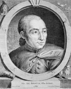 ニコラ・エドメ・レスティフ・ドゥ・ラ・ブルトンヌ（1734-1806）（レスティフ・ドゥ・ラ・ブルトンヌとも）の肖像 - ビネ作、エングレービング