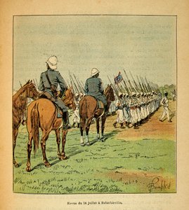 Henri Galli dit Galllichet（1854-1922）著、Louis Bombled（1862-1927）絵による「マダガスカルの戦争-1885-1895年のフランス遠征の逸話史」。Revue des troupes 7月14日号