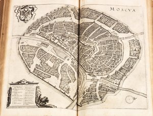 モスクワの地図. 出典: Johann Ludwig Gottfried 著 Newe Archontologia cosmica、1646 年。