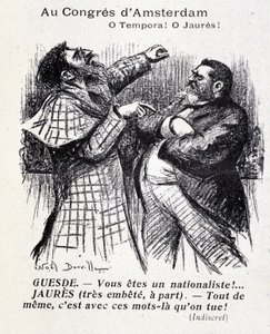 Jean JauresとJules Guesdeの喧嘩（アムステルダム社会主義者会議） by Noel Dorville, "Le Panache" 5/10/1904