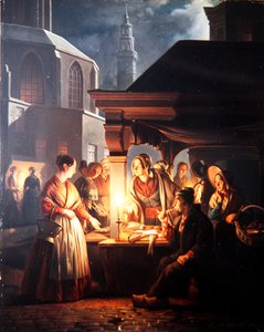 The Fish Stall（パネルに油絵）