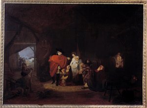 ルイ16世の人間性：1784年冬、王はヴェルサイユの住民にアルモーネを与える ルイ・フィリベール・ドゥビュクール（1755-1832）による絵画 1785年 日0,61x0,83 m
