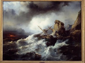 難破船のシーン Philippe Tanneur (1795-1878) 作 1850 ブレスト、美術館