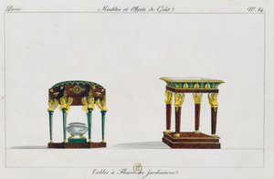 花のためのテーブルまたは花の台、皿84、イラスト「Collection de meubles et objects de gout（家具と趣味の品々のコレクション）」より 作： ピエール・ド・ラ・メザンゲレ