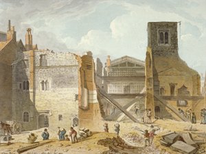 サヴォイ宮殿の解体の様子、ウェストミンスター、ロンドン、1820 年