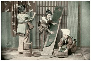 着物を洗う、日本、1904
