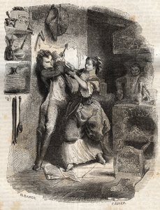 彼女は私の顔を汚した、そしてこのすべてが美味しかった-Jean-Jacques (Jean Jacques) Rousseau (1712-1778)の「告白」の挿絵-1849年の彫刻作品