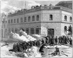1871年のラ・コミューン・ド・パリ。フェデーレス（共産主義者）によるエリゼ宮の防衛。