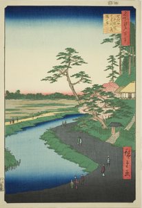 名所江戸百景』より「関口上水畑芭蕉庵椿山」。