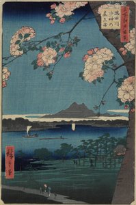 1856年8月隅田川の水神神社の森と真崎 作： 歌川広重