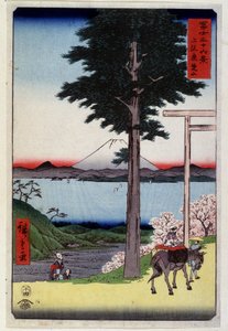 セコイアの向こうに富士山 - 歌川広重の日本の版画