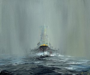 戦艦大和1945、2016年（キャンバスボードに油彩）